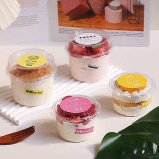 Set 100 Hộp Nhựa Tròn W250 /XY583 Kèm Nắp Dùng Để Đựng Bánh Mousse Sữa Chua Các Loại