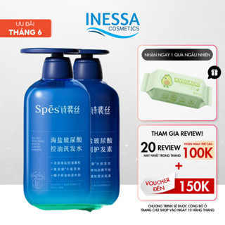 Combo Dầu Gội Xả SPES Axit Hyaluronic Muối Biển Kiềm Dầu, Dưỡng Ẩm Cho Tóc Khô Phục Hồi Hư Tổn 600ml