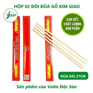 Hộp 02 Đôi đũa gỗ Kim Giao (Đũa dài 27cm) Đũa gỗ quý Kim Giao Cúc Phương hàng cao cấp đặc biệt - giadunggiare