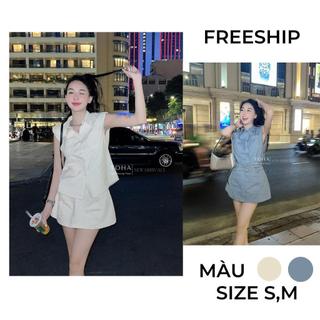 Set kaki váy ngắn kèm nịt by toha cao phương thảo