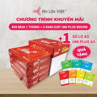 [TẶNG 1 SỔ LÒ XO A7 200 TRANG] 1 Thùng 5 ram Giấy in A4 Uni Plus dày 80 gsm - 500 tờ với bản in chất lượng cực đẹp