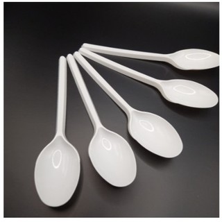 Gói 50 cái muỗng nhựa trắng dùng 1 lần dài 15cm