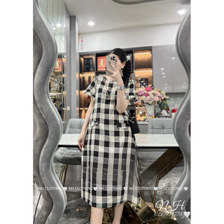 Váy kẻ ô tay bèo sm