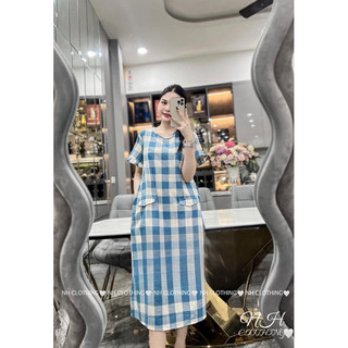 Váy kẻ ô tay bèo sm