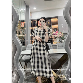 Váy kẻ ô tay bèo sm