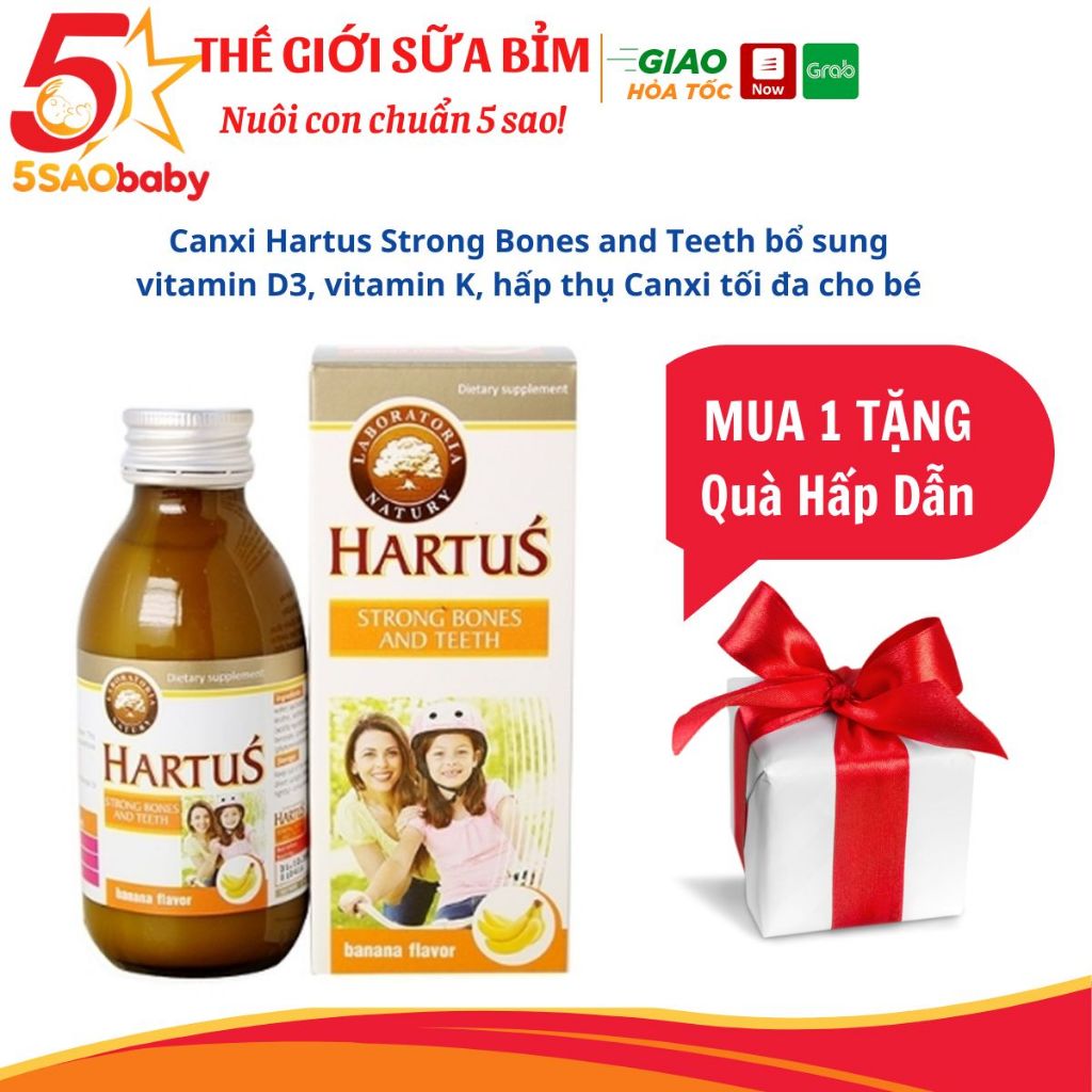 Canxi Hartus dòng Canxi Hartus Strong Bones and Teeth bổ sung vitamin D3, vitamin K, hấp thụ Canxi t