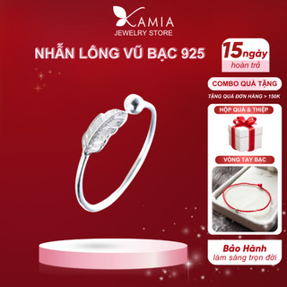 Nhẫn bạc 925 lông vũ hở 1 đầu minidot dễ thương xinh xắn KAMIA - N4832