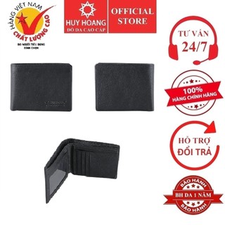 Ví nam da bò mini huy hoàng màu đen hp2126