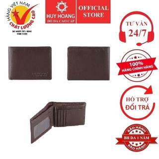 Ví nam Huy Hoàng da bò mini màu nâu HP2127