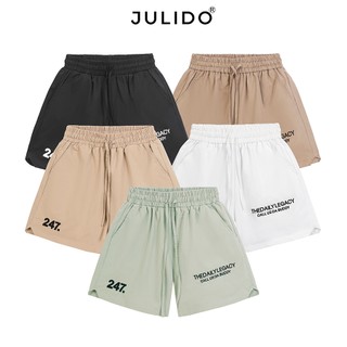 Quần short gió 2 lớp JULIDO, quần short gió nam 2 lớp lót lưới, logo thêu 247 dày dặn