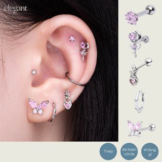  Set khuyên tai đá hồng lấp lánh 11 Elegant  Giá 1 chiếc  