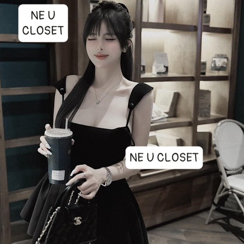 [HÀNG LOẠI 1] Váy 2 dây đen trơn đan dây sau đầm đan dây sau đầm 2 dây đầm mùa hè váy mùa hè đầm đi 