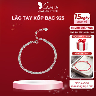 Lắc tay bạc 925 dây xếp xen kẽ màu trắng nổi bật KAMIA LT4154