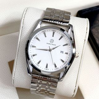 Đồng hồ nam dây thép PABLO RAEZ doanh nhân lịch sự hợp kim không gỉ cao cấp có lịch ngày chống nước 3ATM R301