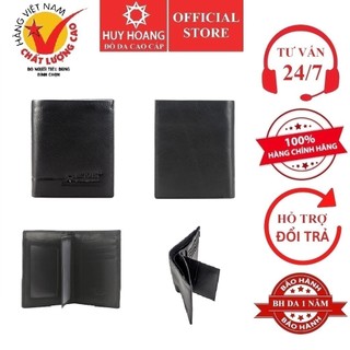 Bóp nam Huy Hoàng kiểu đứng sọc ngang màu đen HP2139