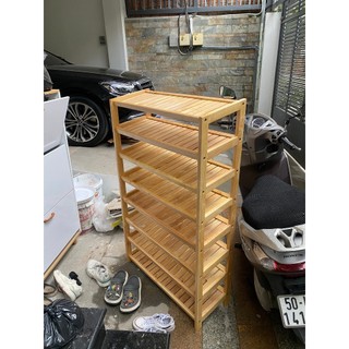 Kệ dép gỗ cao su 8 tầng ngang 80cm - hang lắp ráp