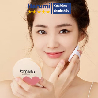 Phấn phủ dạng bột kiềm dầu lameila, mịn màng, không lộ vân phấn, hộp trắng trái tim hồng lameila