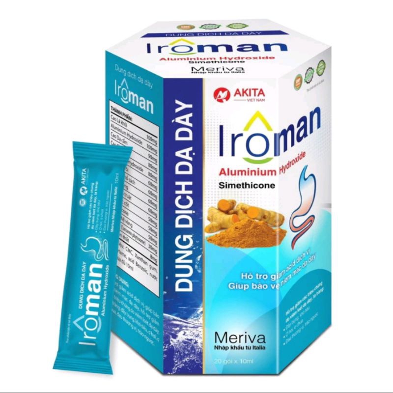 [Hộp 20 gói] Gel dạ dày Chữ Y -IROMAN hỗ trợ trị viêm loét, giảm acid dạ dày,  đầy hơi, khó tiêu