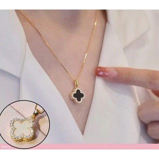mặt dây chuyền 4 lá bạc xi vàng