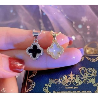 mặt dây chuyền 4 lá bạc xi vàng