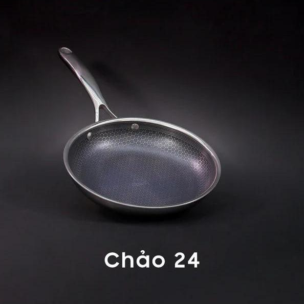 [IMAT chính hãng] Chảo chiên inox iMat Hybrid Blackcube cỡ vừa 24cm chống dính Ceramic màu đen