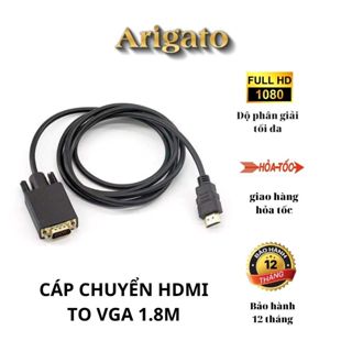 Dây cáp chuyển đổi HDMI sang VGA, HDMI to VGA dây dài 1.8M FullHD 1080P cho tivi màn hình máy chiếu