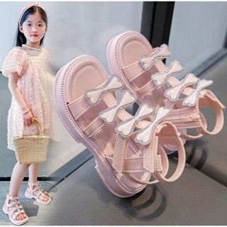 Sandal chiến binh nơ nhũ cho bé gái từ 5 đến 14 tuổi chất liệu da bóng siêu xinhh