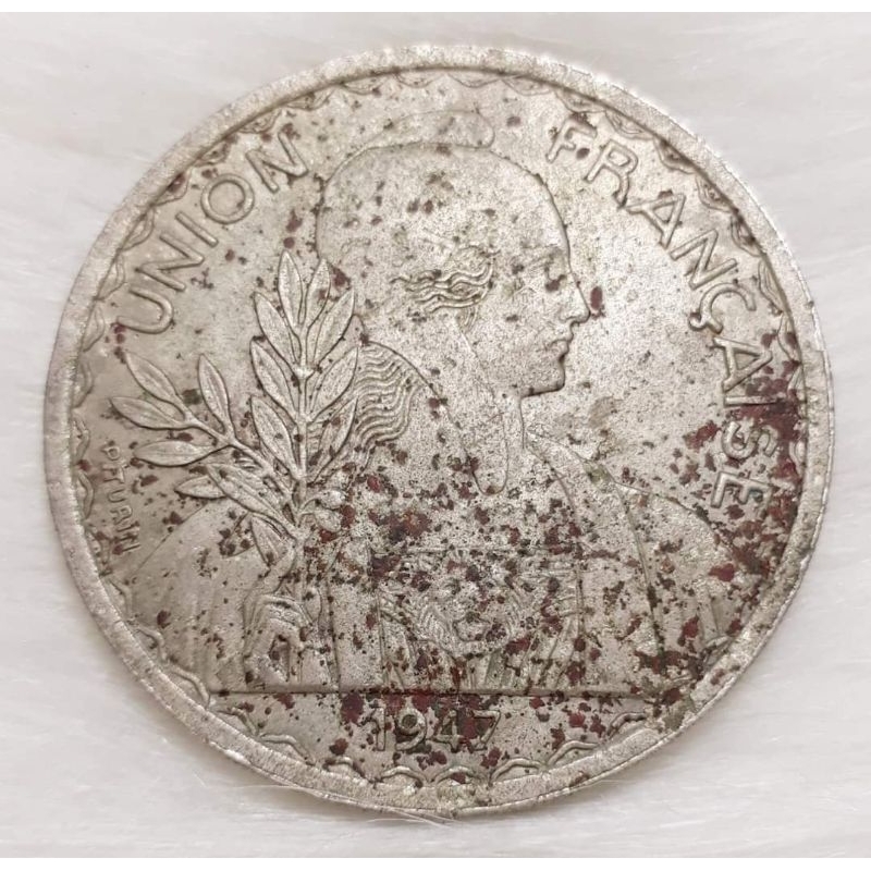 Xu Đông Dương⭐1 Piastre 1947 Rãnh ( Cực kỳ hiếm)