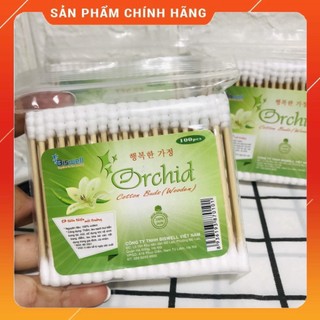 Tăm bông cán gỗ orchid xuất hàn 100 que orchid / tăm bông ngoáy tai cotton buds .