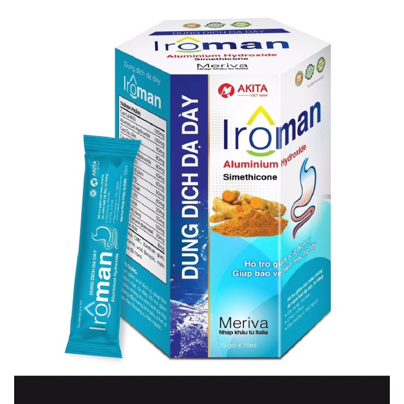 Gel dạ dày Chữ Y -IROMAN hỗ trợ trị viêm loét, giảm acid dạ dày,  đầy hơi, khó tiêu Hộp 20 gói
