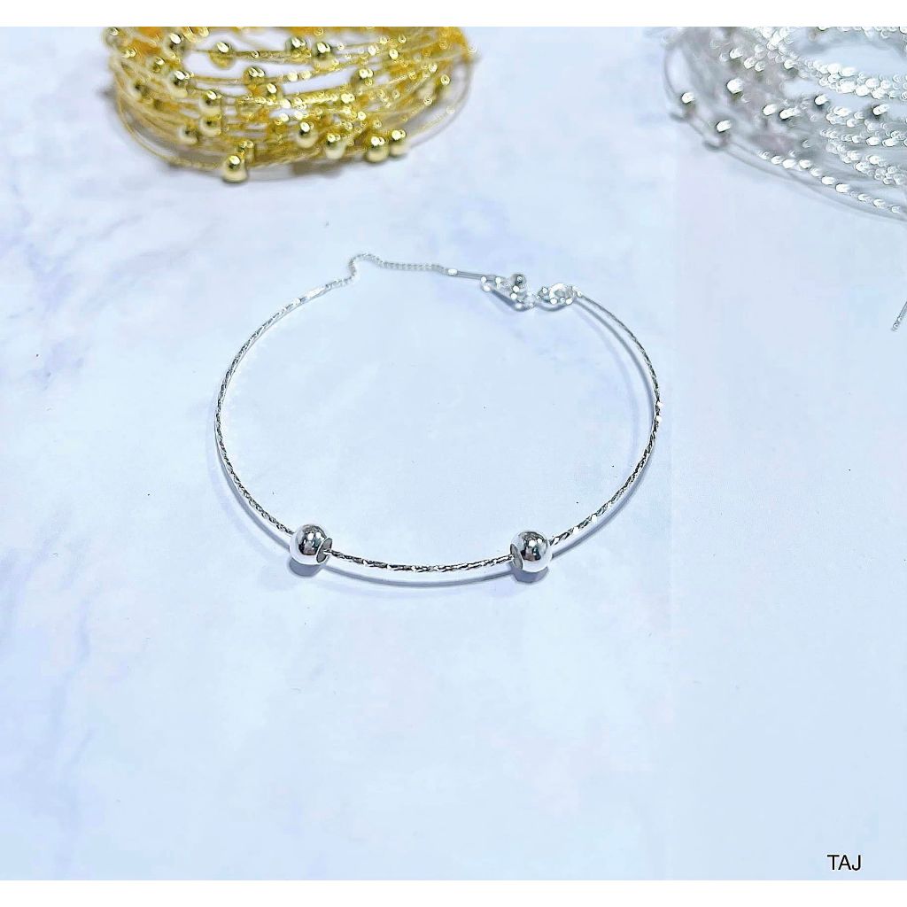 vòng tay bạc xỏ đá phong thủy