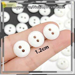 Set 50 chiếc nút áo sơ mi nhựa màu trắng nhám 1.2cm, nút áo đơn giản 2 lỗ