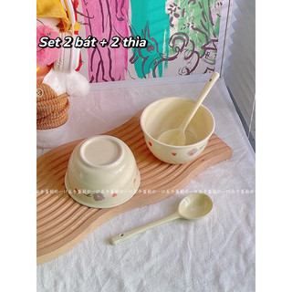 Set Bát Kèm Thìa Hình Hoa