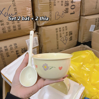 Set Bát Kèm Thìa Hình Hoa