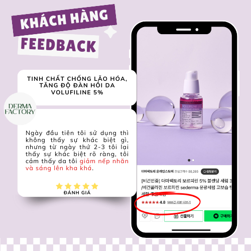 Tinh chất chống lão hóa, tăng độ đàn hồi da Derma Factory Volufiline 5% Blending Serum 30ml