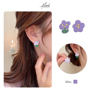Bông tai/ Hoa tai bông hoa nhỏ tím