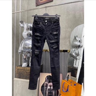 Quần jean nam 4 cúc Amiri rách xước đính đá mẫu mới hàng quảng châu cao cấp