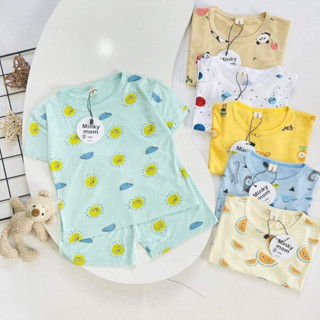 [A16- Nhiều mẫu, siêu mềm] Bộ Thun Lạnh Quần Đùi Áo Cộc Họa Tiết Chất Vải Minky Cho Bé Trai Bé Gái