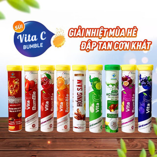 C sủi Vitamin C xủi MULTIVITAMIN xê xủi việt quất cam chanh dây cherry dâu dứa sâm actiso tăng lực oresol atiso Tuýp 20v