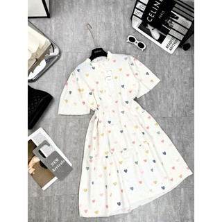 Váy Babydoll Họa Tiết Tim Nhiều Màu Sắc Ngắn Tay Suông Rộng Đầm Nữ Freesize