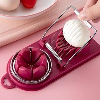 Dụng Cụ Cắt Trứng Luộc 2 Trong 1 Tiện Lợi huôn Cắt Trứng Luộc Bằng Thép Không Gỉ