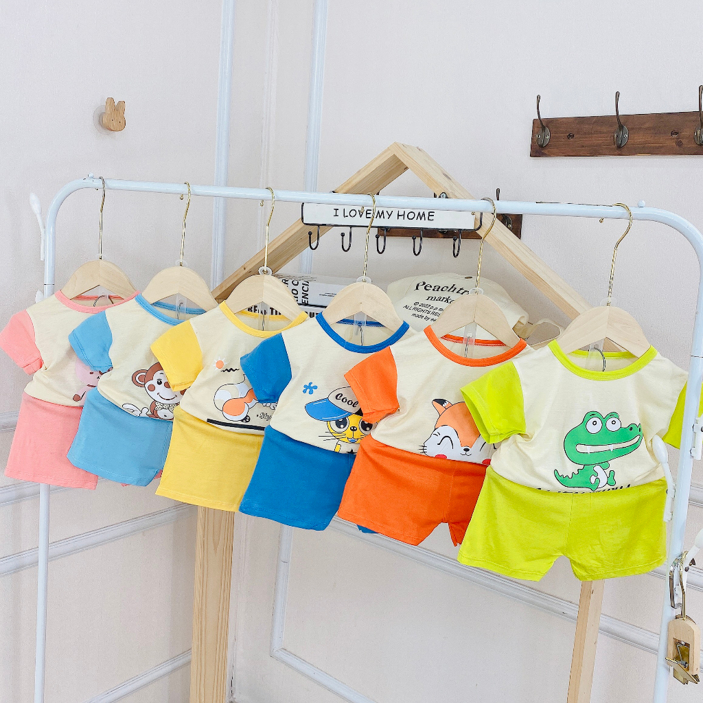 [A155 Mềm, Mát Được Chọn Mẫu] Bộ Cộc Tay Vải Thun Lạnh Minky  In Hình Con Vật Đáng Yêu