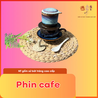 Bộ phin pha cà phê, tách uống cafe nhiều màu gốm Bát Tràng cao cấp