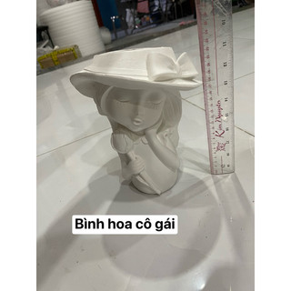 Tượng bình hoa cô gái tượng trắng không kèm màu