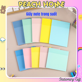 Giấy Note Trong Suốt Nhiều Size Nhiều Màu Dính Chắc Tiện Lợi Tập Ghi Chú Nhớ Đánh Dấu Peach Home 1k