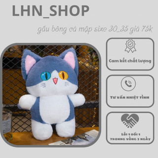 Thú nhồi bông hình cá mập/mèo/cá mập mắt to sáng tạo làm quà tặng cho nữ size 35cm giá 75k