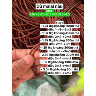 Dây malai thả diều - hàng chuẩn - chống cứa tốt size 1,5mm đến 4mm ( GIÂY VỀ TỰ GỠ )