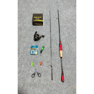  Combo Cần Lure Bọ Cạp Đỏ & Máy AC3  Tặng Kéo Titan & Dây PE +  Cá Sắt & Nhái Hơi 