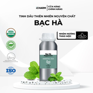 Tinh dầu bạc hà 500ml, 1 lít icharm - tinh dầu thiên nhiên không pha loãng, nguyên chất 100%
