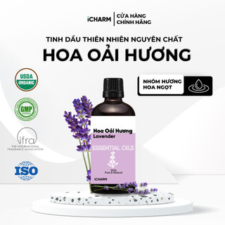 Tinh dầu hoa oải hương 50ml, 100ml iCHARM - Tinh dầu thiên nhiên nguyên chất 100%, không pha loãng